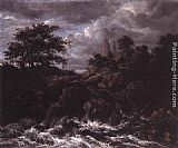 Jacob Van Ruisdael Canvas Paintings - Waterfall by a Church